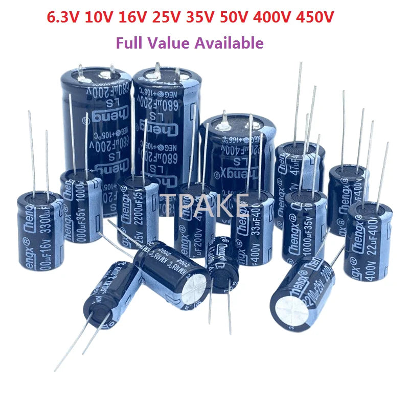 6.3V 10V 16V 25V 35V 50V 400V 450V 1UF 2.2UF 4.7UF 10UF 1000UF 22UF 33UF 47UF 470UF 100UF 220UF Electrolytic Capacitor