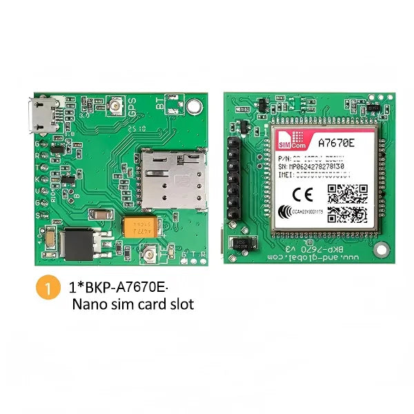 A7670E Push Nano Side Way SIM Slot Core Board SIMCOM 4G LTE Cat 1 Module Support Data/GPS for Europe/Middle East/Africa