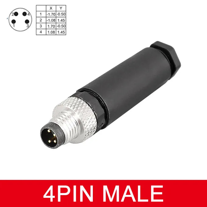 M8 Sensor Connector Screw Connection Metal A Code 3pin/4pin Non-welding 5pin 6pin 8pin Weld IP68 Straight Waterproof Connectors