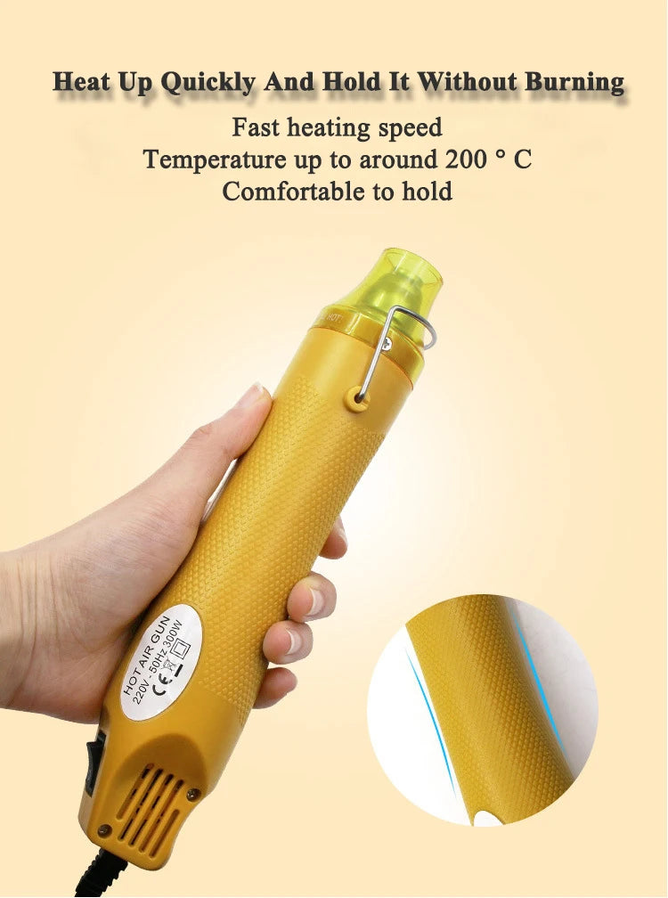220V Hot Air Gun DIY Embossing Drying Paint Plastic Welding Tool 300W Soft Ceramic Raised Powder Relief Powder Hand Tool