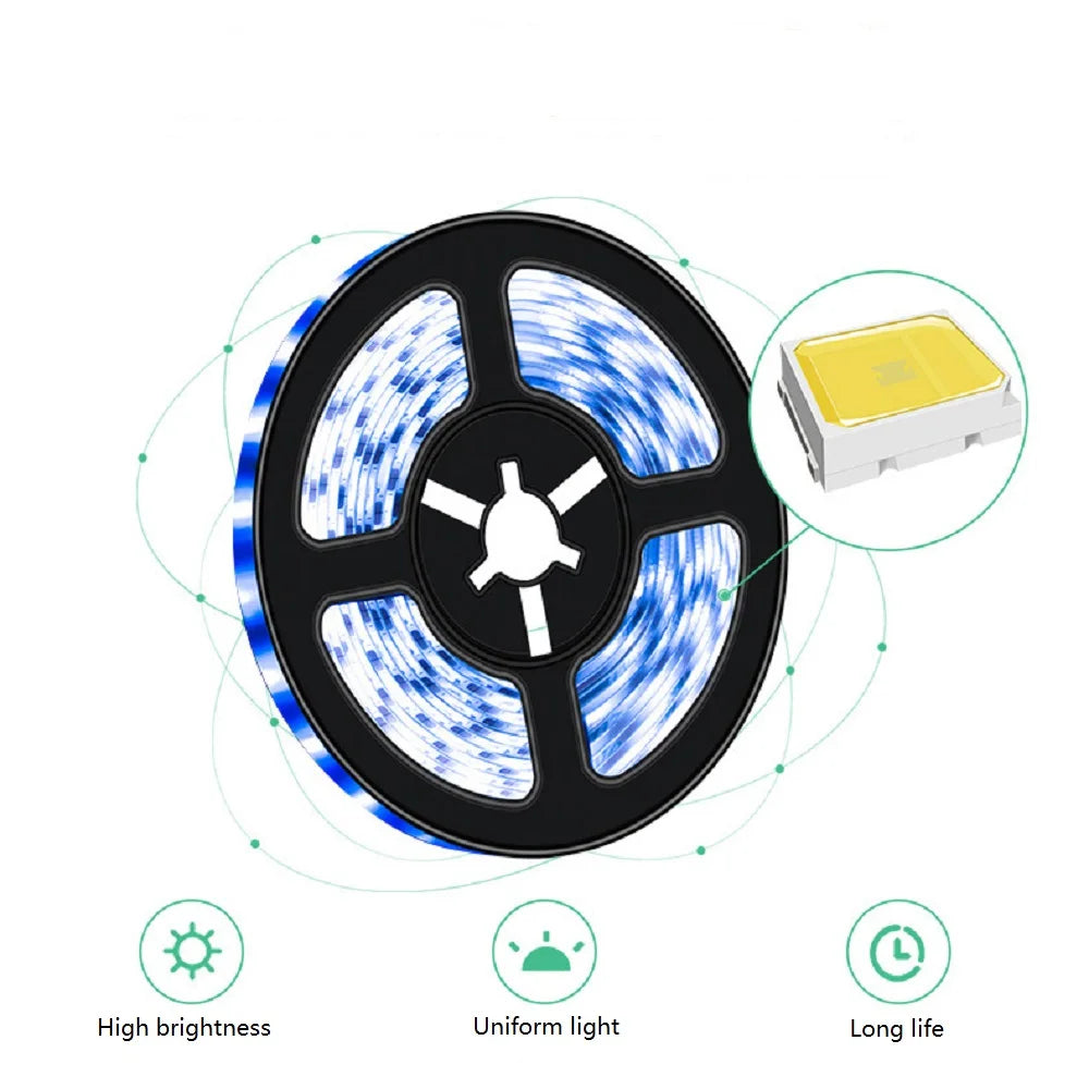 Dimmable 5V LED Strip Lights SMD2835 3528 60Leds/m Waterproof Ribbon Lights TV Backlight USB/Battery Powered Stripe Room Decor