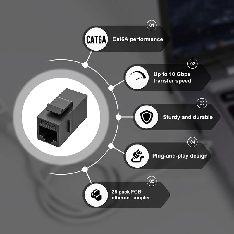Universal Straight-Through RJ45 Cat6 CAT6A Keystone Module Extender Adapter Coupler Plug CAT6a RJ45 Inline Coupler Keystone Jack