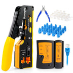 RJ45 CAT7 CAT6A Crimping Tool for Cat7/6a/6/5e Network Connector Wire Cutter Wire Stripper Ethernet Crimper Set