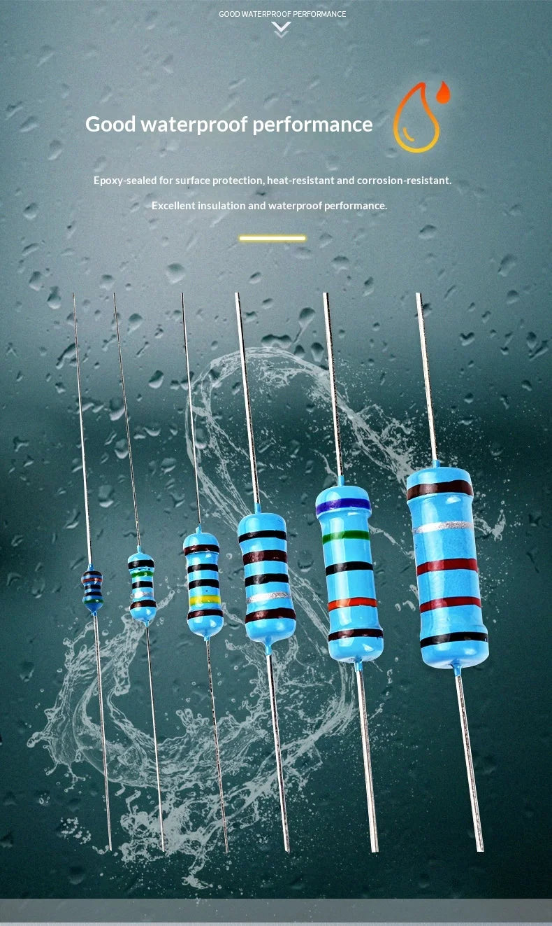 1% 5%  Metal Film Resistor Assortment Kit 1/4W 1/2W 1W 2W 3W 5W Through Hole 30/41/130 Values Electronic Components 300 600 2600