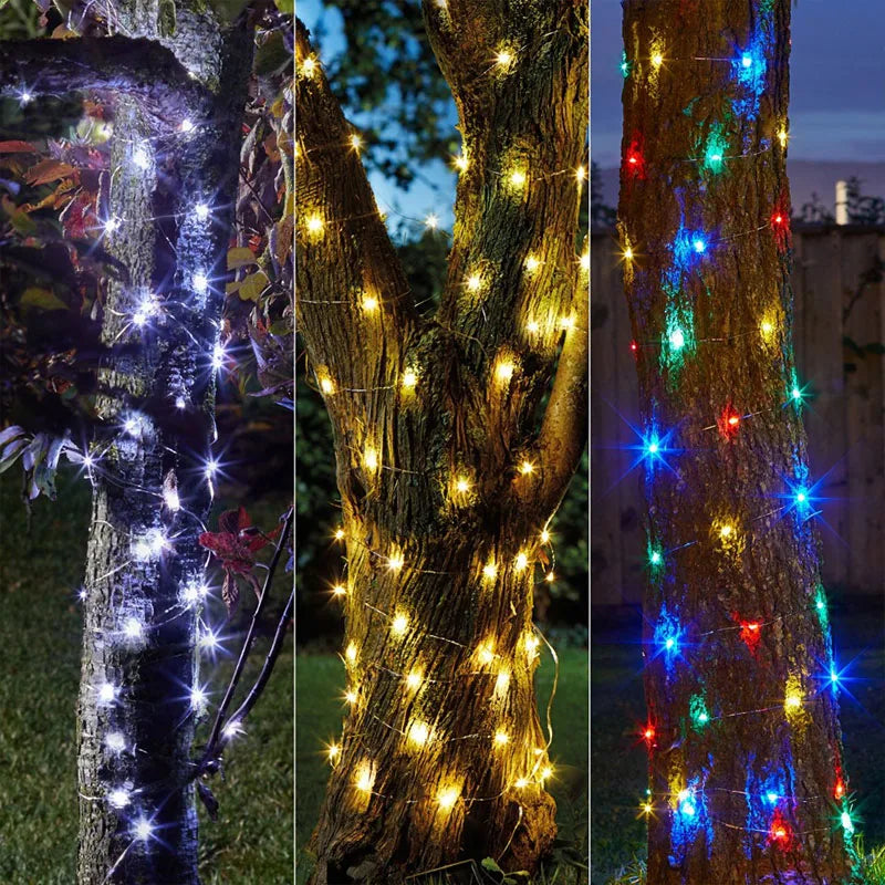 Green Cable LED Christmas String Fairy Lights Garland Outdoor Waterproof For Birthday Party Halloween Garden Room Decoration