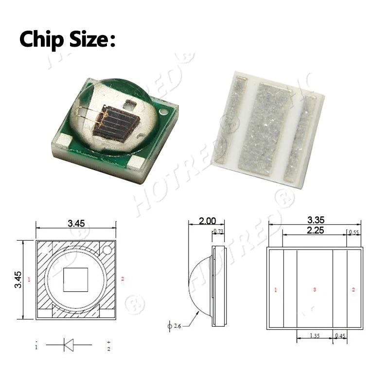 10W High Power LED Chip IR Infrared 660nm 680/730/760/810/850nm 12W 3535 Bead 2V 4V 8V 700/1400/2800mA For Night Vision Security