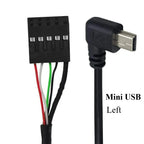 50CM USB 2.0 Micro 5Pin /Mini 5Pin Male To 9Pin Female 2.54 USB Header PCB Motherboard Cable Left/Right Angle