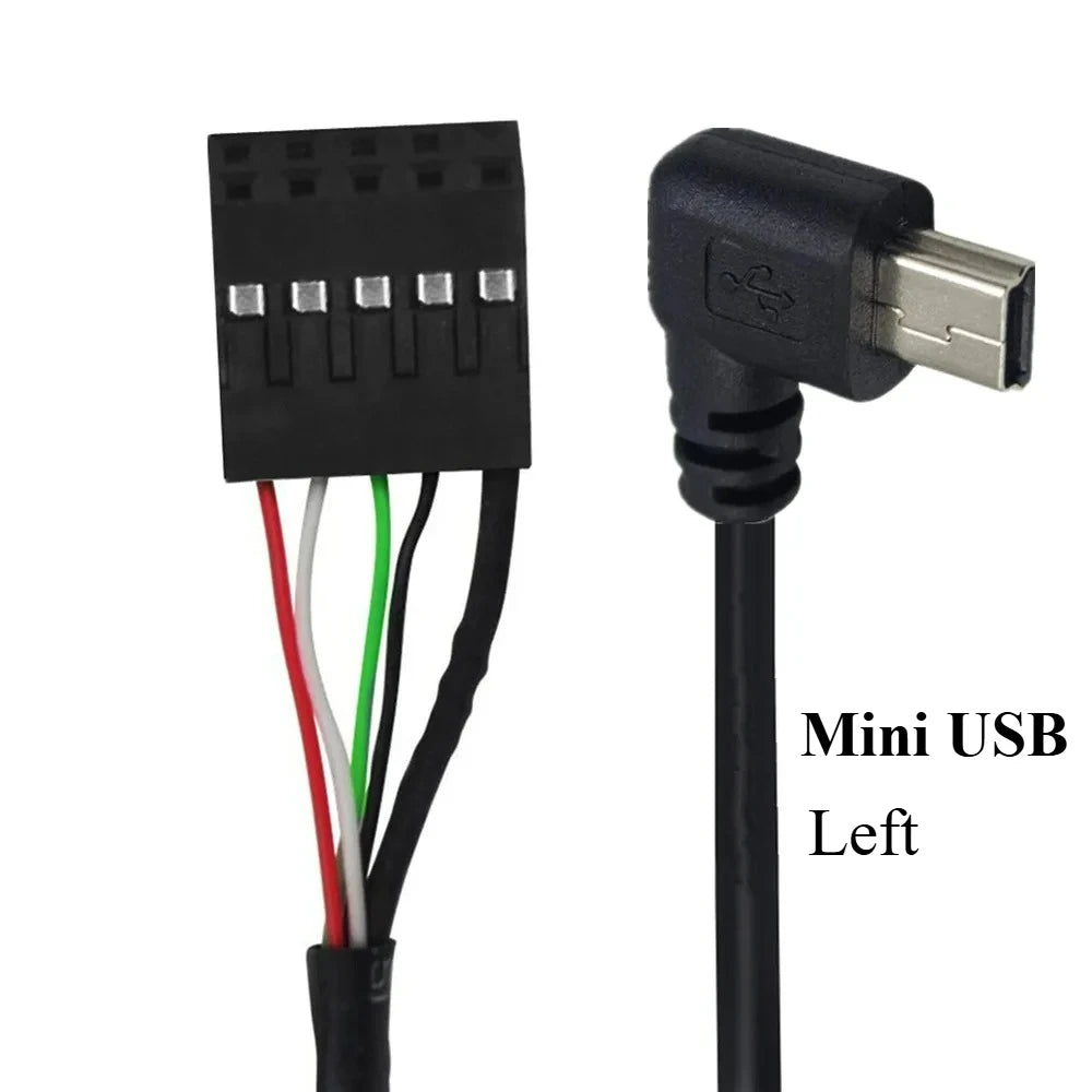 50CM USB 2.0 Micro 5Pin /Mini 5Pin Male To 9Pin Female 2.54 USB Header PCB Motherboard Cable Left/Right Angle