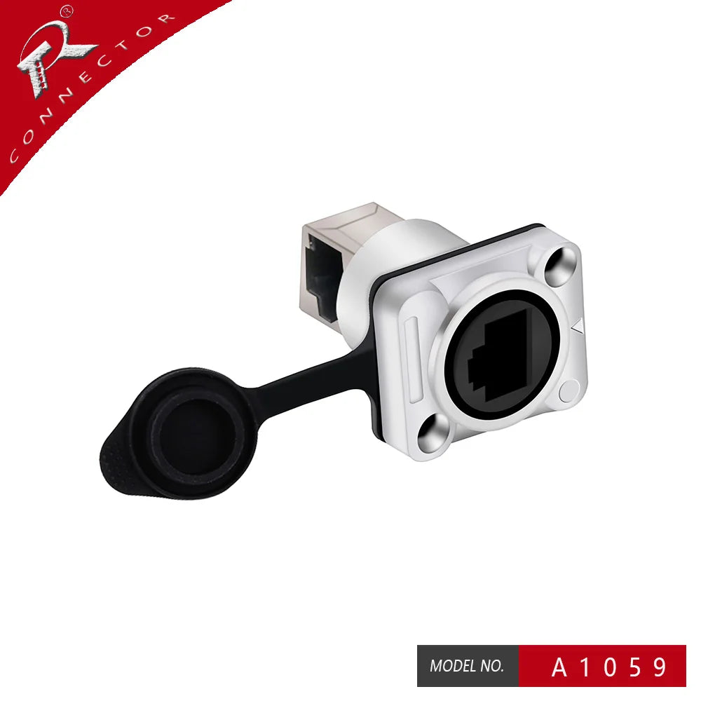 10pcs Waterproof D type RJ45 Connector Female to Female Socket Metal Shell Chassis Panel Mount Network Ethernet RJ45 Adapter