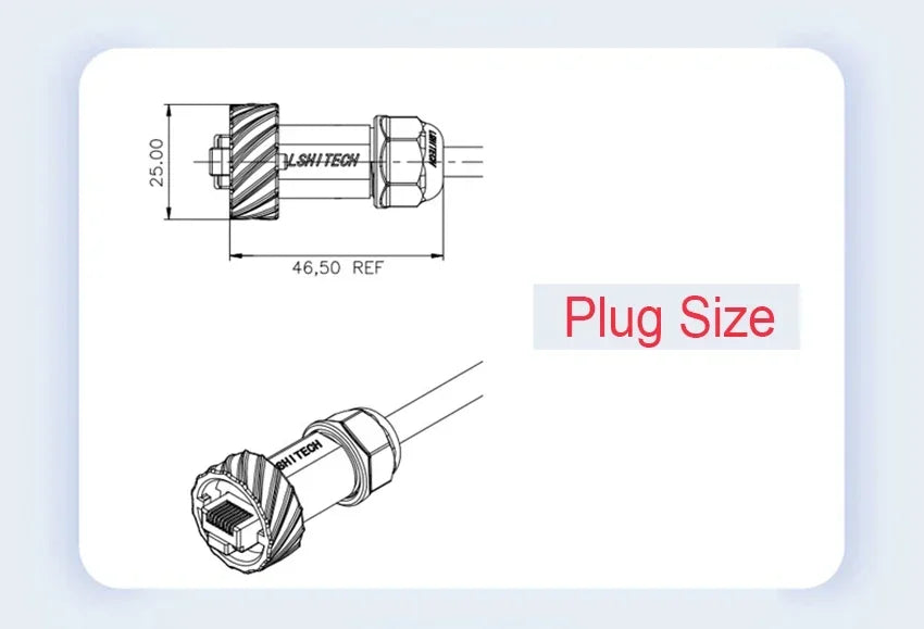 LR20 M20 0.1M to 1M Extension Cable Panel Socket Ethernet Network Laptop Telecom Waterproof RJ45 Connector Cat6 Signal Adapter
