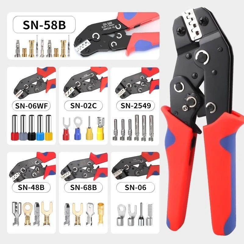 SN-68B Wire Crimping Tool for XH2.54/DuPont2.54/2.8/4.8/6.3/ Non-Insulated/Ferrule Terminals Ratcheting Crimper SN-58B