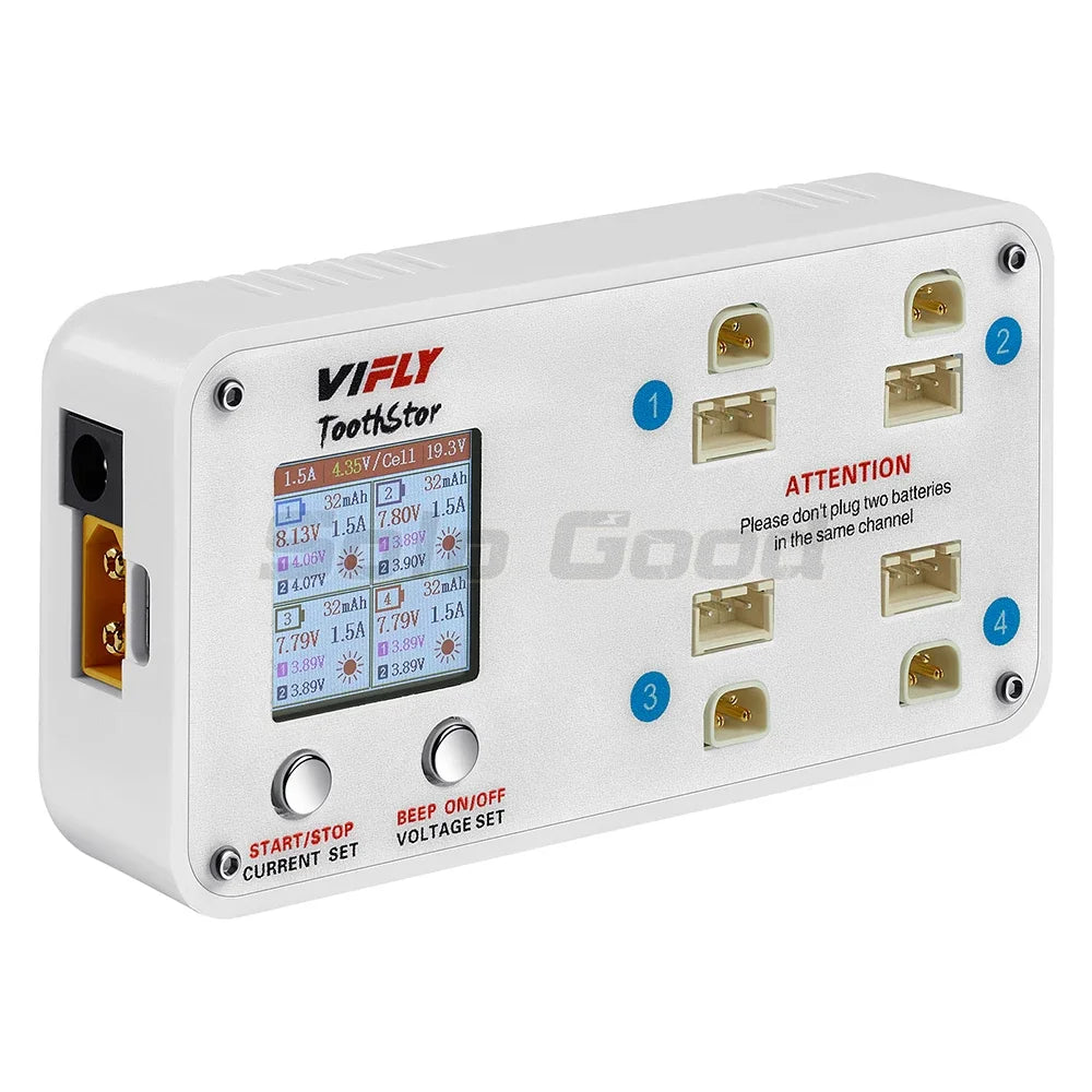VIFLY ToothStor 4 Port 2S Balance Charger With Storage Mode LCD Display LiHV/LiPo Battery For RC FPV Freestyle Racing Drone