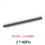 10PCS 1X40 Pin Single Row MALE 2.54MM PITCH 11MM/15MM/17MM/21MM/25MM LONG PIN Header Connector Strip 1X40pin 1*40 40P 40Pin