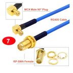 1PCS SMA to MCX RG405 Cable SMA/ RP-SMA Male Female to MCX Male Straight/Right Angle Plug 086 Pigtail 50Ω High Frequency Jumper