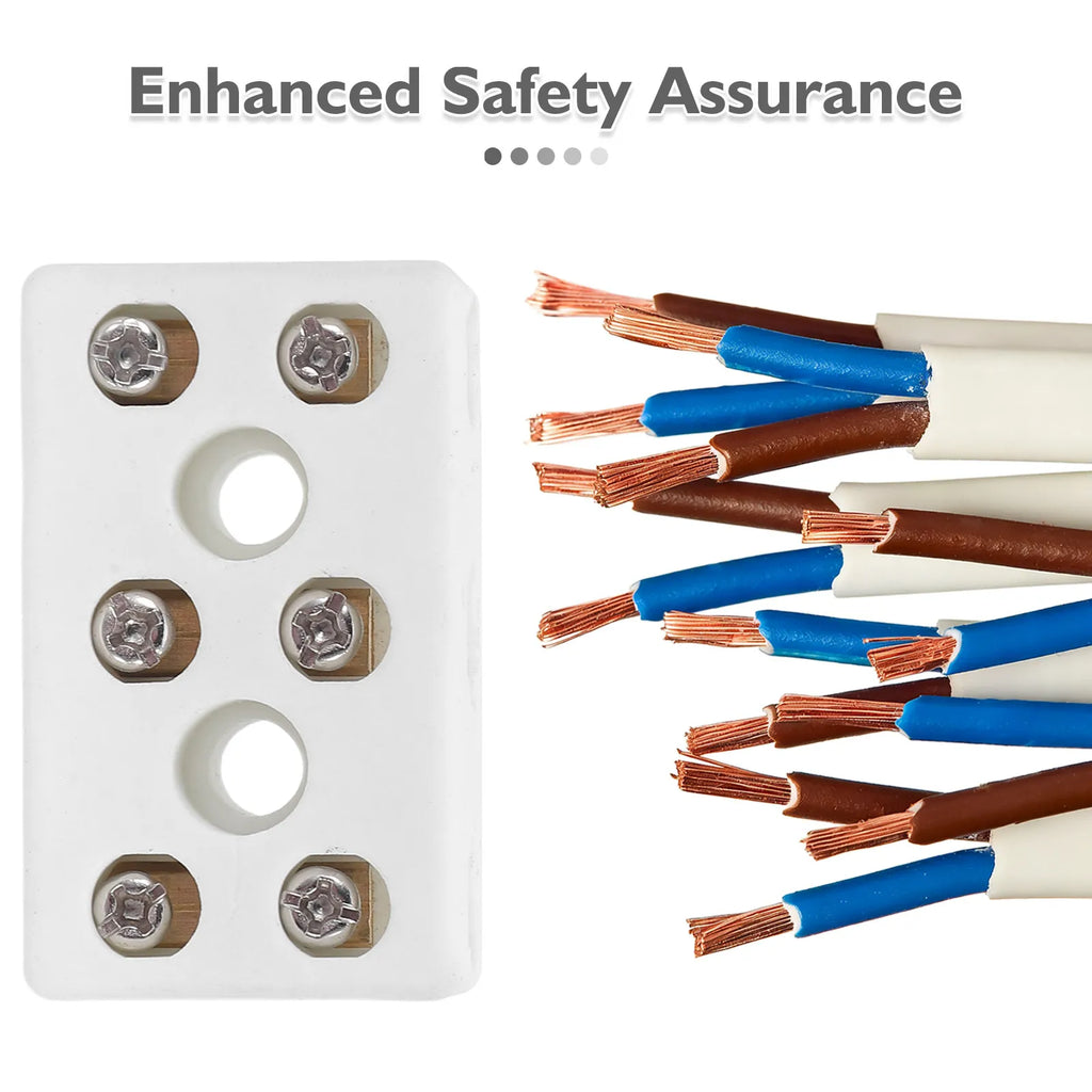 Ceramic Terminal Block 3 Position Screw Strip High Temp Overload Wire Connector Electrical Wiring Terminal Block