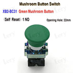 1Pcs XB2-BG21 XB2-BA31 XB2-BS54 22mm Knob Key Start Inching Power on Button Switch Self Reset Small Mushroom Head Emergency Stop
