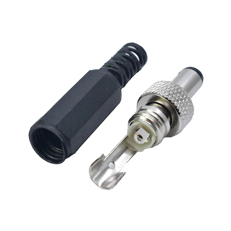 2-10PCS 5.5MMx2.1MM/2.5mm Screw Locking DC Power Connector Female Plug & Metal Panel Mount Socket Locable Secure Standard Plug