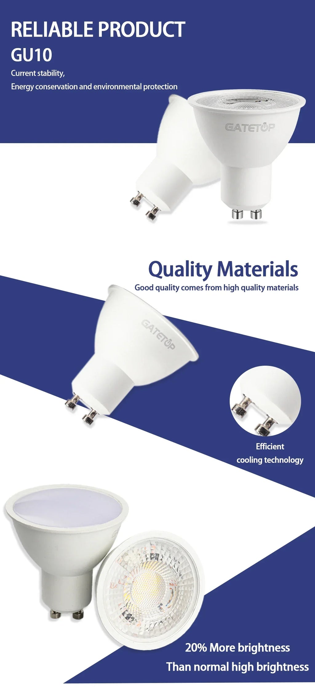 10 Pack Focos Gu10 Spotlight Lampara 220V Led Bulb Wholesale 9W White Warm 3000k 6000K Suitable for Home Commercial Buildings