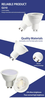 10 Pack Focos Gu10 Spotlight Lampara 220V Led Bulb Wholesale 9W White Warm 3000k 6000K Suitable for Home Commercial Buildings