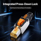 BYXGD CAT6A Tool‑Free Shielded RJ45 Connector 10Gbps 500MHz Reusable STP Ethernet Plug No Crimp Tool for 22‑26AWG Network Cable