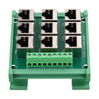 Ethernet Port Adapter Terminal Block for RJ45 8p8c Connector with 9 Screw Terminals Supporting For DIN Rail Installation