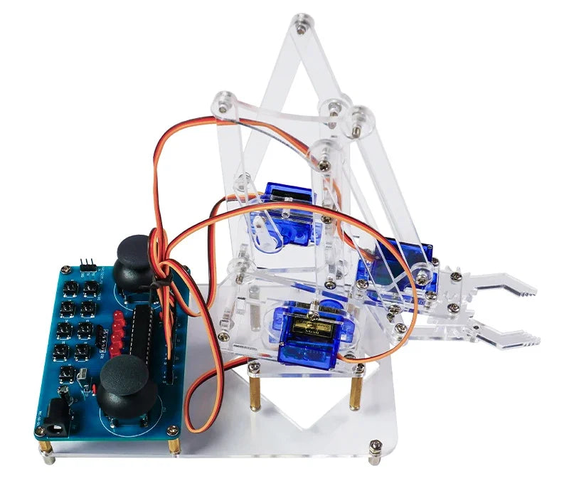 Four Degree of Freedom Assembly Robotic Arm Microcontroller Soldering Kit Acrylic Robotic Arm DIY Maker Learning Parts