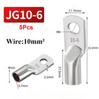 5Pcs JG Series Tinned Copper Cable Lug 14-2AWG 6/10/16/25mm2 Battery Cable Terminal Tinned Copper M6/M8/M10/M12