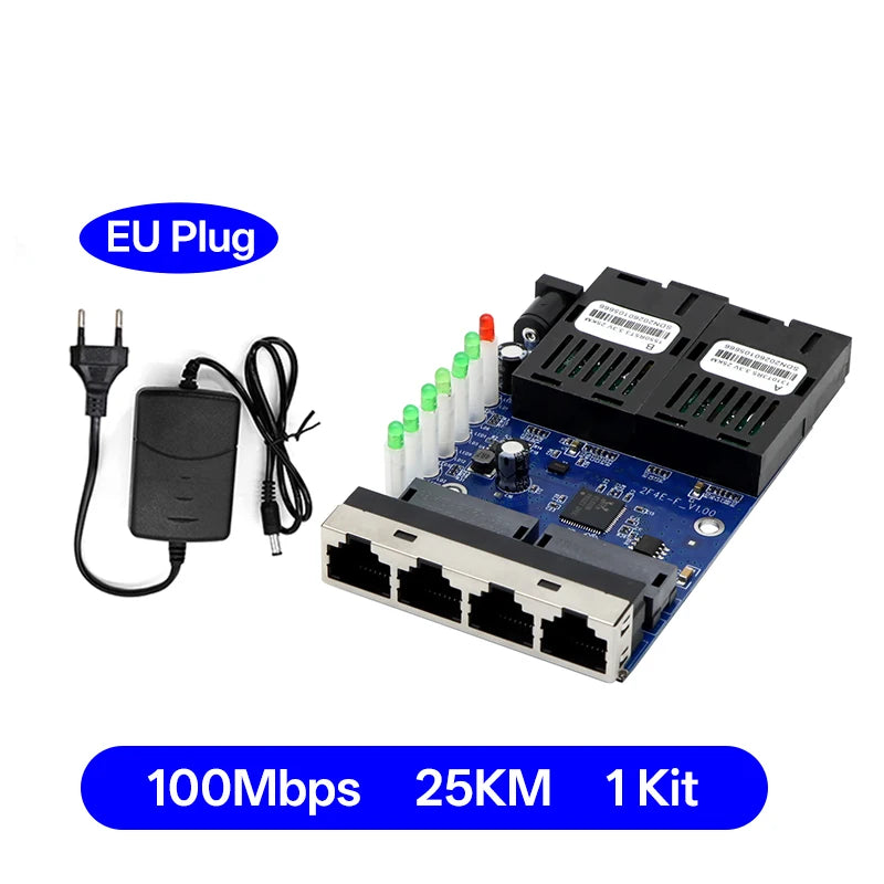 2F4E Gigabit Fiber Media Converter Board 2 SC 4 RJ45 10/100/1000Mbps BIDI 3km for CCTV FTTH **Industrial Automation & Control