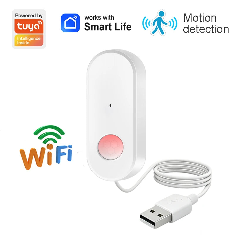 WiFi Human Motion Sensor PIR Infrared Detector Works With Tuya Smart Life APP Home Security Anti-theft Devices Support Alexa