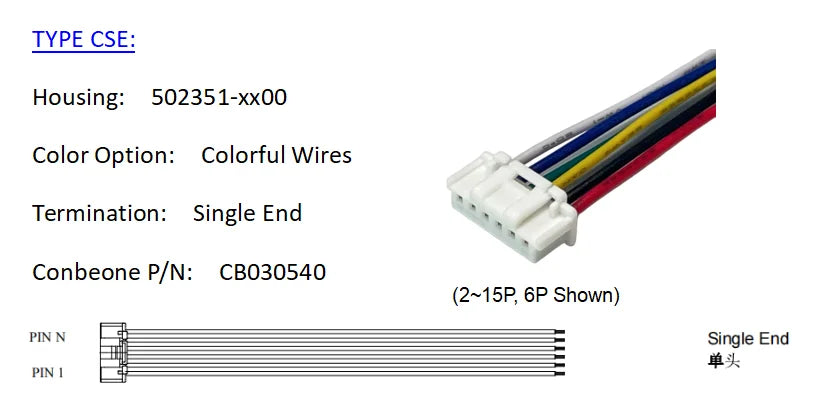 5023510200 Wire harness, MOLEX Duraclick Standard 2.00mm Pitch OTS Cable,502351-0200, 2P, Off The Shelf, 10Pieces Per Bag