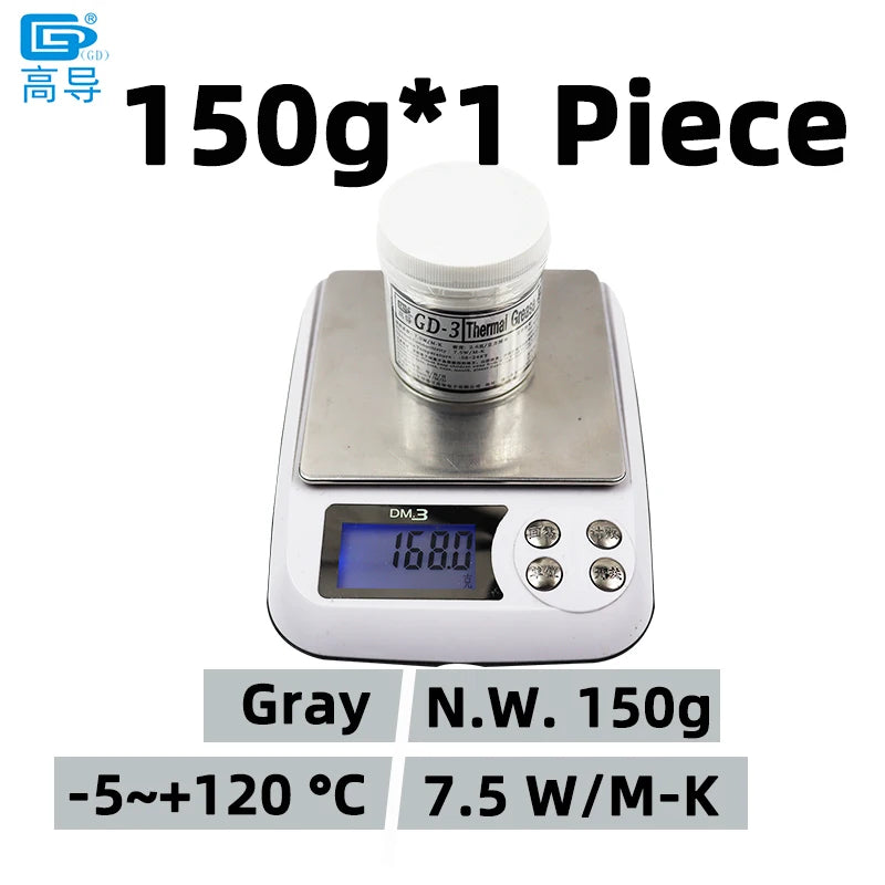GD900 GD007 GD-3 Thermal Conductive Grease Net Weight 150 Grams Gray Paste Plaster Heat Sink Compound for Computer CPU GPU CN150