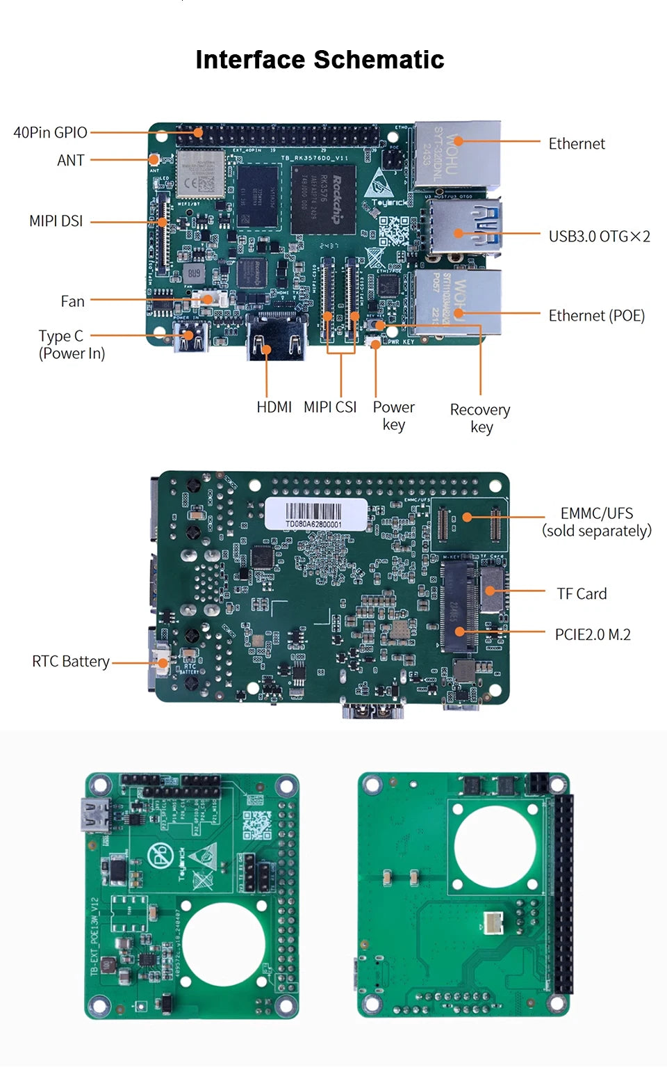 Toybrick TB-RK3576D Development Board 6.0T High Computing Power POE Power Supply Rockchip RK3576 ARM Motherboard 4GB/8GB LPDDR4X