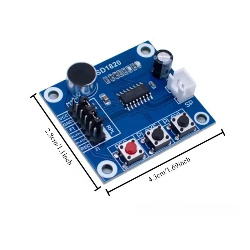 ISD1820 Recording Module Voice Module the Voice Board Telediphone Module Board with Microphones + Loudspeaker