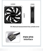TEUCER PC Computer Case Fan PWM 4 Pin 120mm Silent 12CM Fan CPU Cooler Cooling Fan Cooling Radiator Fan 12V Adjust Fan Speed