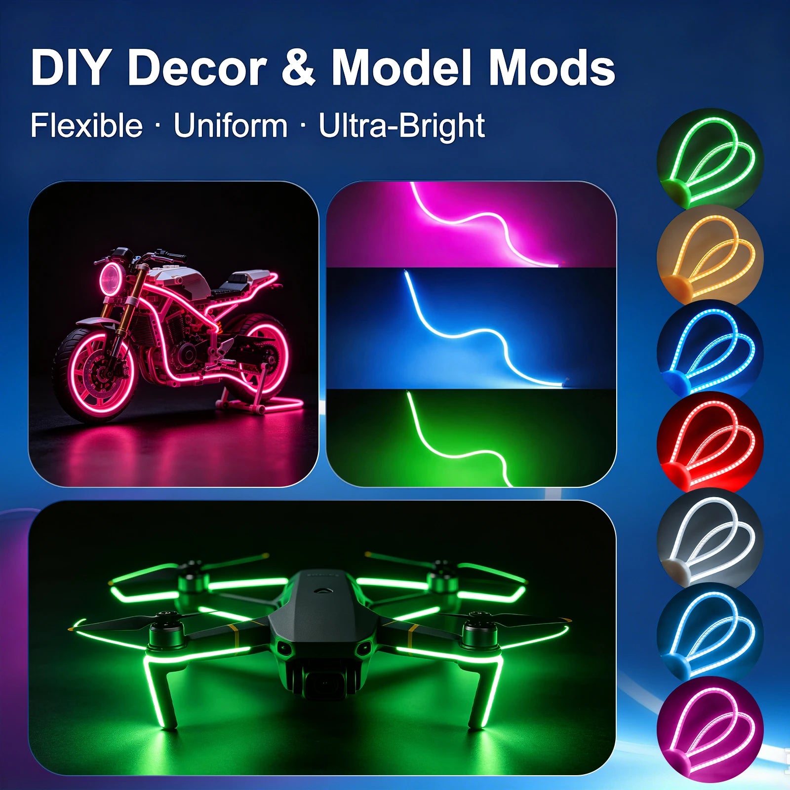 DC 3V Edison Bulb Lamp Parts LED Filament Red/Blue/Green Flexible COB LED Diode 25MM 80mm 110MM 128MM 190MM 255MM 300MM