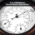 3 In 1 Barometer Thermometer Hygrometer Indoor Outdoor Weather Station Atmospheric Pressure Temperature Gauge Wall Decor 20cm