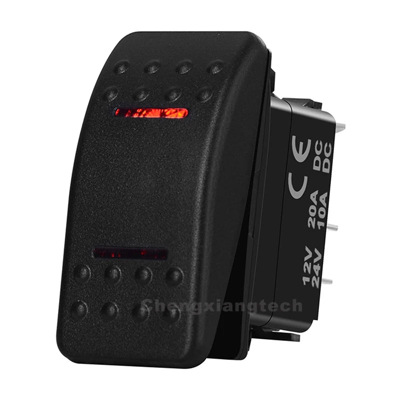 12V SPST DPDT Rocker Switch Red Led Light Dual Bar ON OFF, (ON) OFF, (ON)-OFF-(ON) , ON ON OFF, ON OFF ON Car Boat Switch