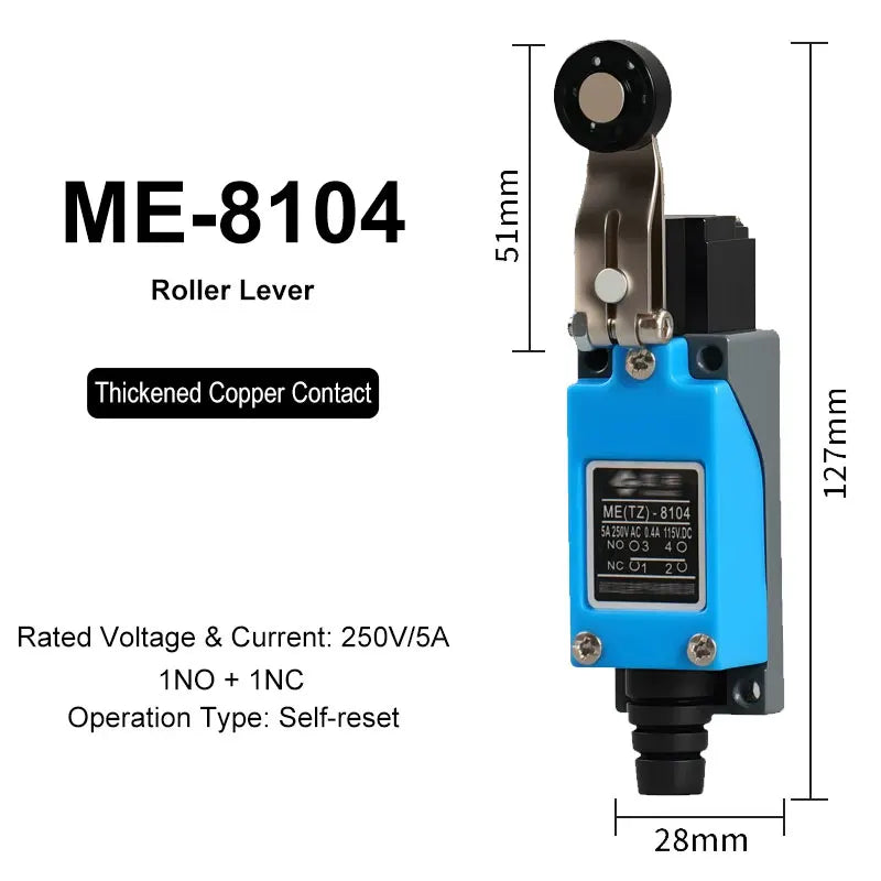 ME-8108 ME-8104 ME-8107 ME-8111 ME-8112 ME-8166-8169 Limit Switch Rotary Adjustable Roller Lever Arm Travel Switch AC250V NO NC