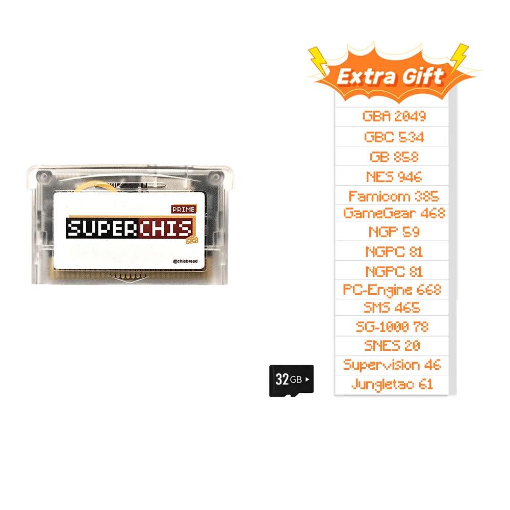 SuperChis Prime GBA Fix Slowdown White Screen Freezing, 1s Menu Access 12s Fast Loading, SDRAM+NOR Flash Architectur