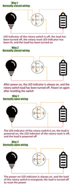 19mm Black Self-return Momentary Self-locking Fixation Waterproof DPDT Illuminated Metal Selector Rotary Switch 2/3 Position LED