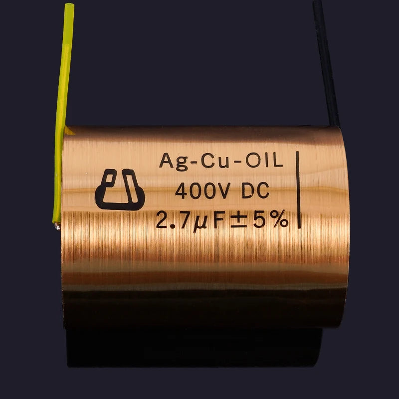 1pcs Copper foil Oil-Impregnated Silver Pin Polar Capacitor HIFI Audio DIY Grinding Mill Frequency Division Coupling MKP