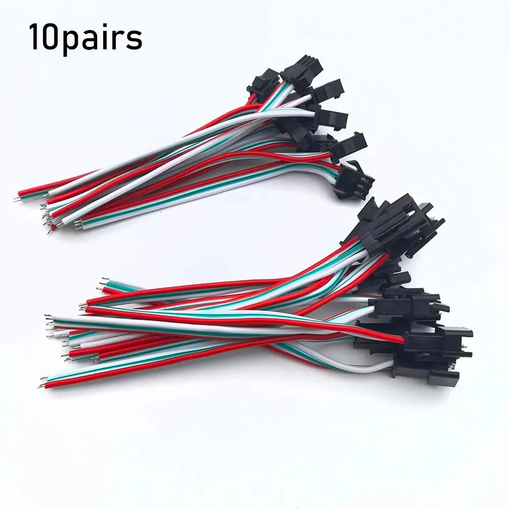 3 Pin JST SM Male Female Plug Connector Cable For WS2812B WS2812 WS2811 LED Strip Lamp