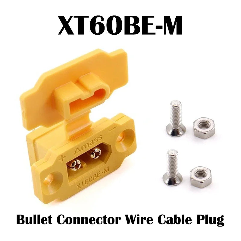 Original Amass XT60BE- XT60 Gold Plated Bullet Connector Panel Mount Fixed Plug for RC FPV Drone Battery Charger Motor ESC
