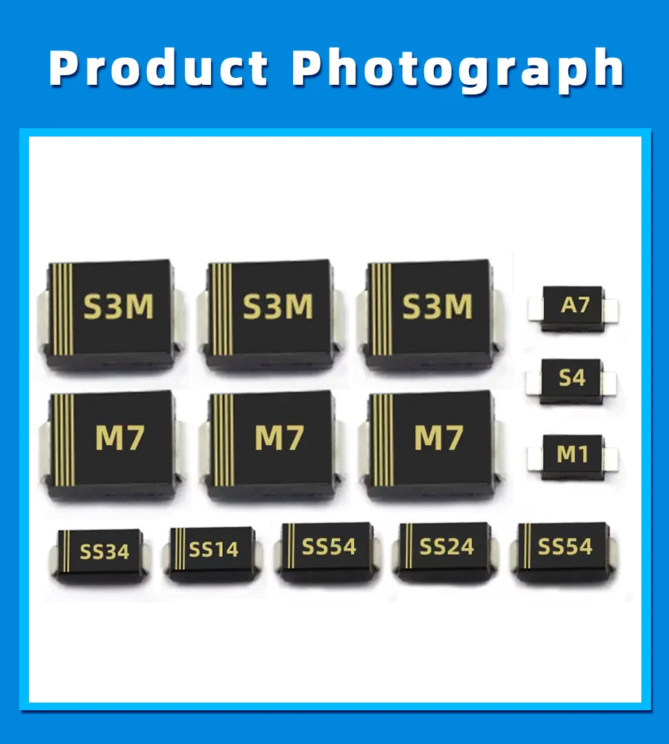 20PCS M1 M2 M4 M7 S4 SMA 1A 1N4001 4002 4004 4007 SS12 SS310 RS1M RS2M ES1D ES1J US1M SMD Schottky Rectifier Diode DO-214AC