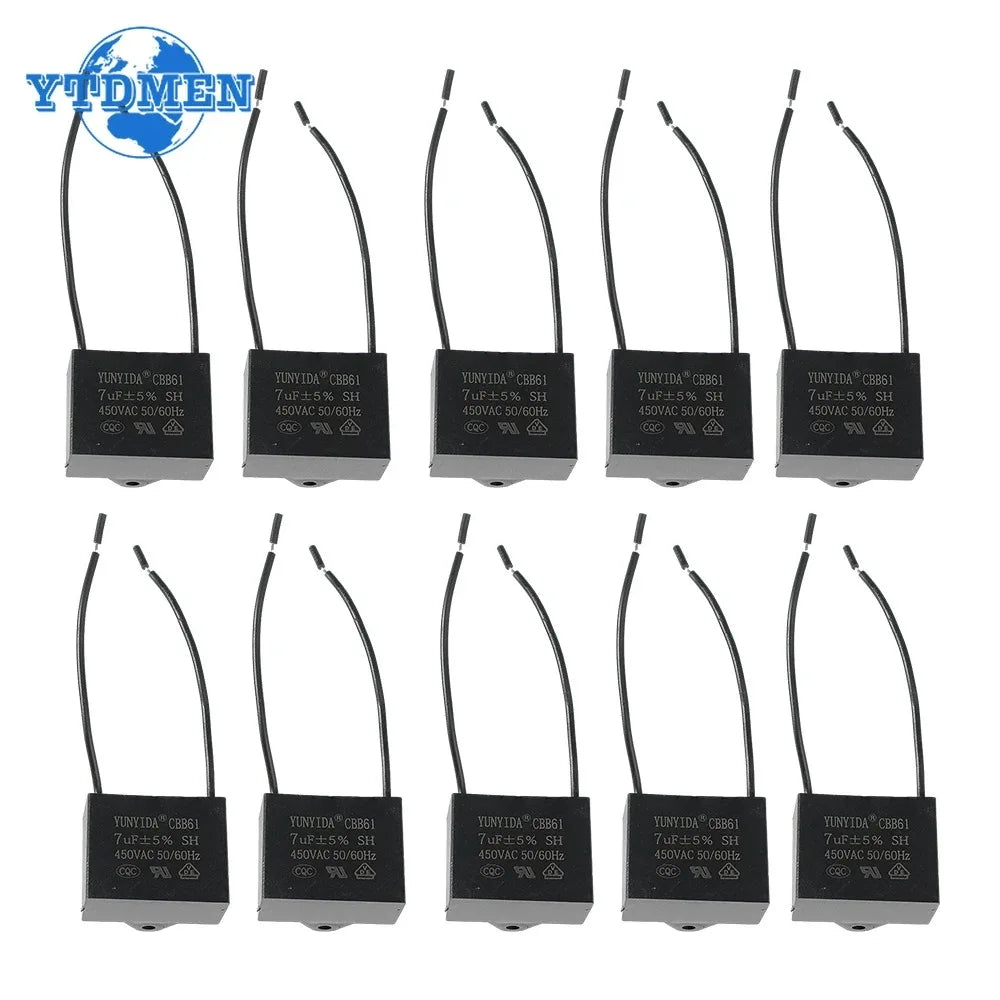 5PCS CBB61 Capacitor 450vac Fan Starting Capacitors 450V 0.8uF 1uF 1.2uF 1.5uF 2uF 3uF 4uF 4.5uF 5uF 6uF 7uF 8uF 10uF