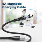 3A Fast Charging Magnetic Cable 540° Rotating USB Type C Micro Data Cable for Samsung Huawei Xiaomi Android Phone Charger Wire