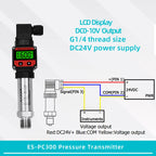 LCD Pressure Transmitter Measurment -1-0-1000bar 4-20mA 5V 10V Output Water Oil Gas Pressure Sensor G1/4 Pressure Transducer