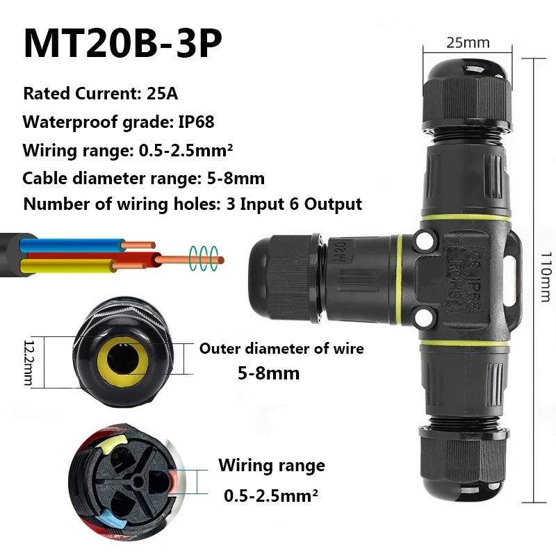 IP68 Waterproof Joint Wire Quick Connection Connector 2 3 4 Pin Solderless LED Lamp Electric Wiring Outdoor Rainproof Terminal