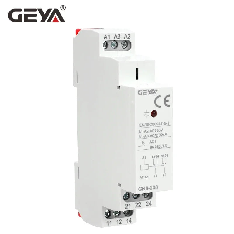 GEYA GR8-208 Auxiliary Relay Intermediate Switch 8A 2SPDT 12V 24V 48V 110V 220V RELAYS Din Rail Module