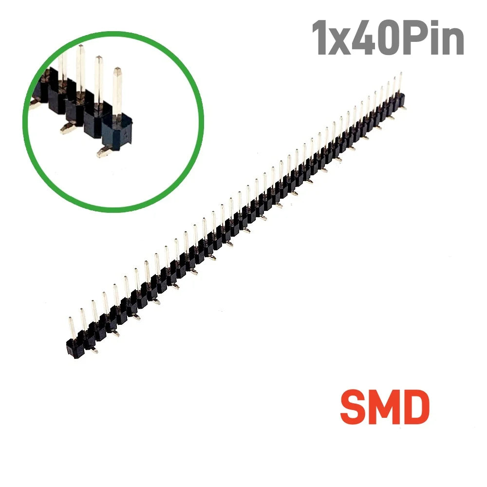 5 20 100 Pcs 2.54 MM Pitch Pin Header Male Dual Straight 90 180 Degree Single Row Right Angle SMD 1x40 Pin 2x40 Position